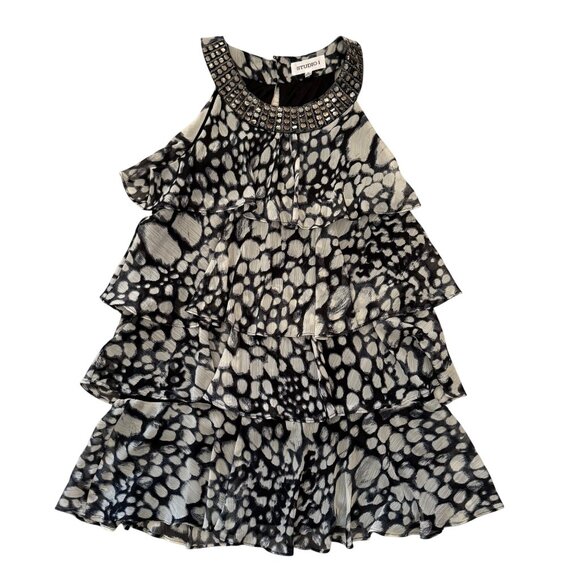 Studio 1 - Flowy Tiered Ruffle Dress - Size 16 - Sleeveless - Egyptian Neckline - Picture 3 of 13